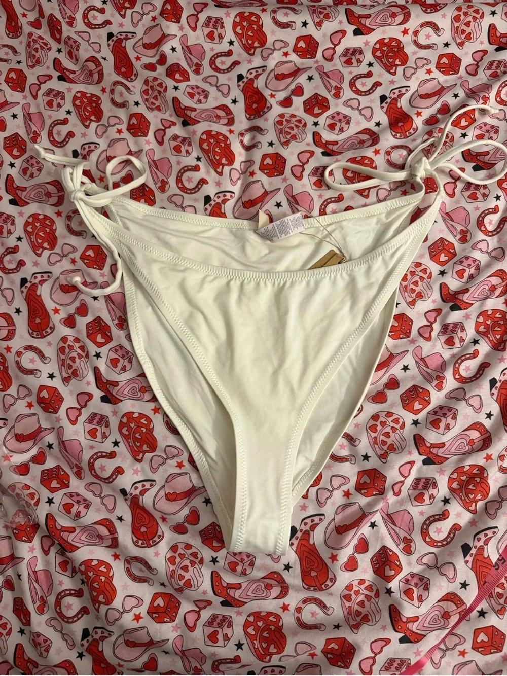 SKIMS Size 2x Tie Bikini Bottom Marble White Swim bottoms New